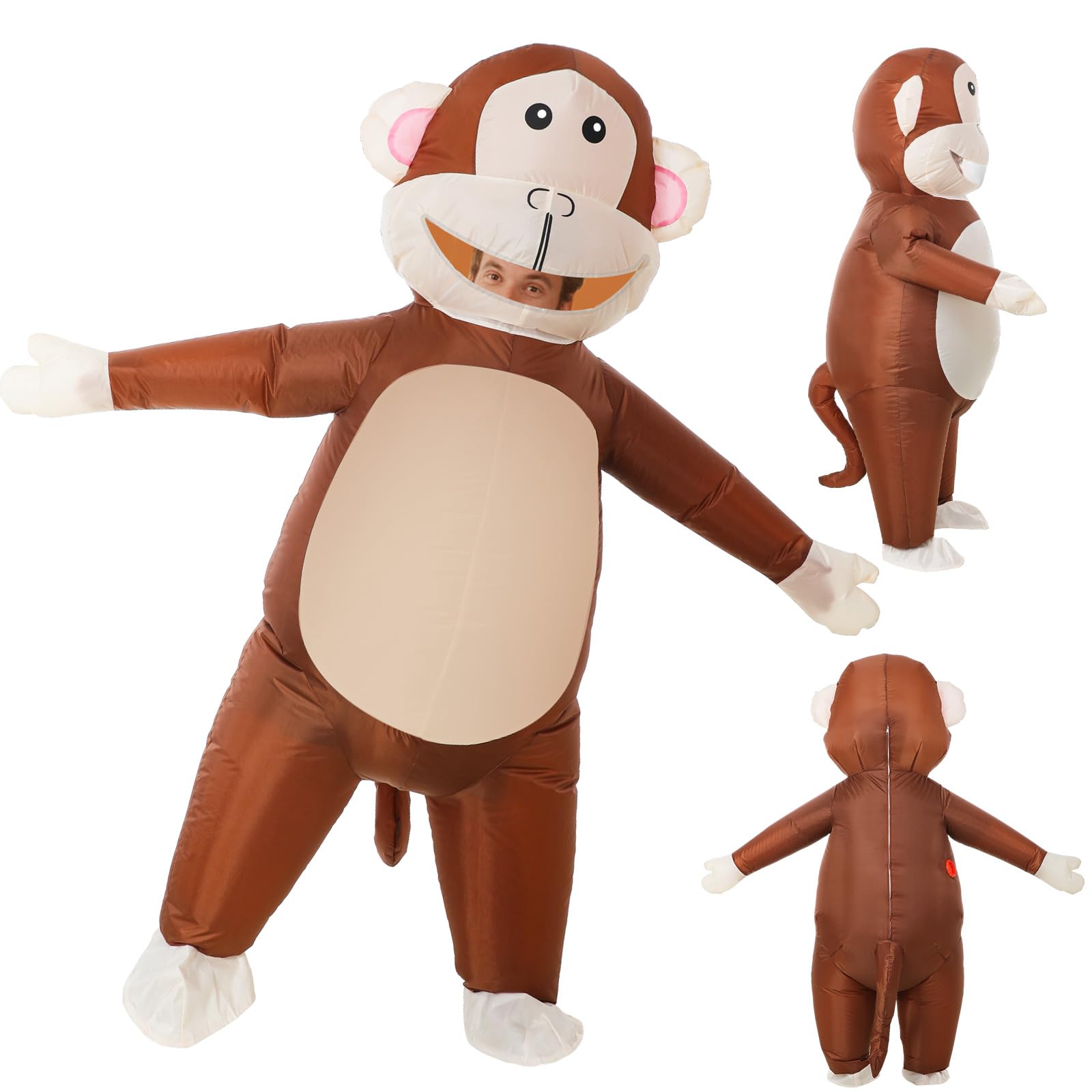 Photo 1 of Deekin Monkey Costume Inflatable Adult 5-6 ft Monkey Costume Full Body Air Blow Costumes for Halloween Parties