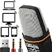 ZaxSound Professional Cardioid Condenser Microphone with Tripod Stand for PC, Laptop, iPhone, iPad, Android Phones, Tablets, Xbox and YouTube Recording, Black primary