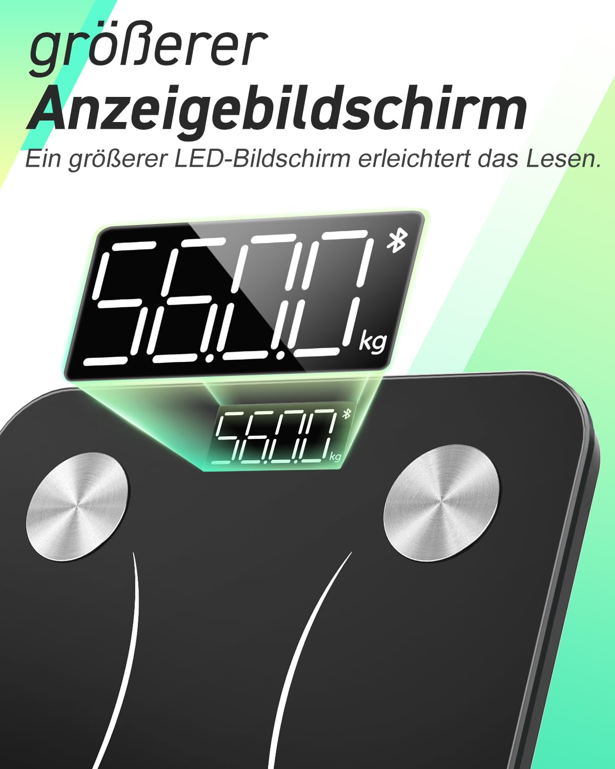 INSMART Personenwaage Digital, Waage personen mit Bluetooth, Körperfettwaage für BMI, Gewicht, Körperfett, Pulsschlag, Muskelmasse, Wasser, Protein, Skelettmuskel, Knochengewicht, BMR, usw. 8