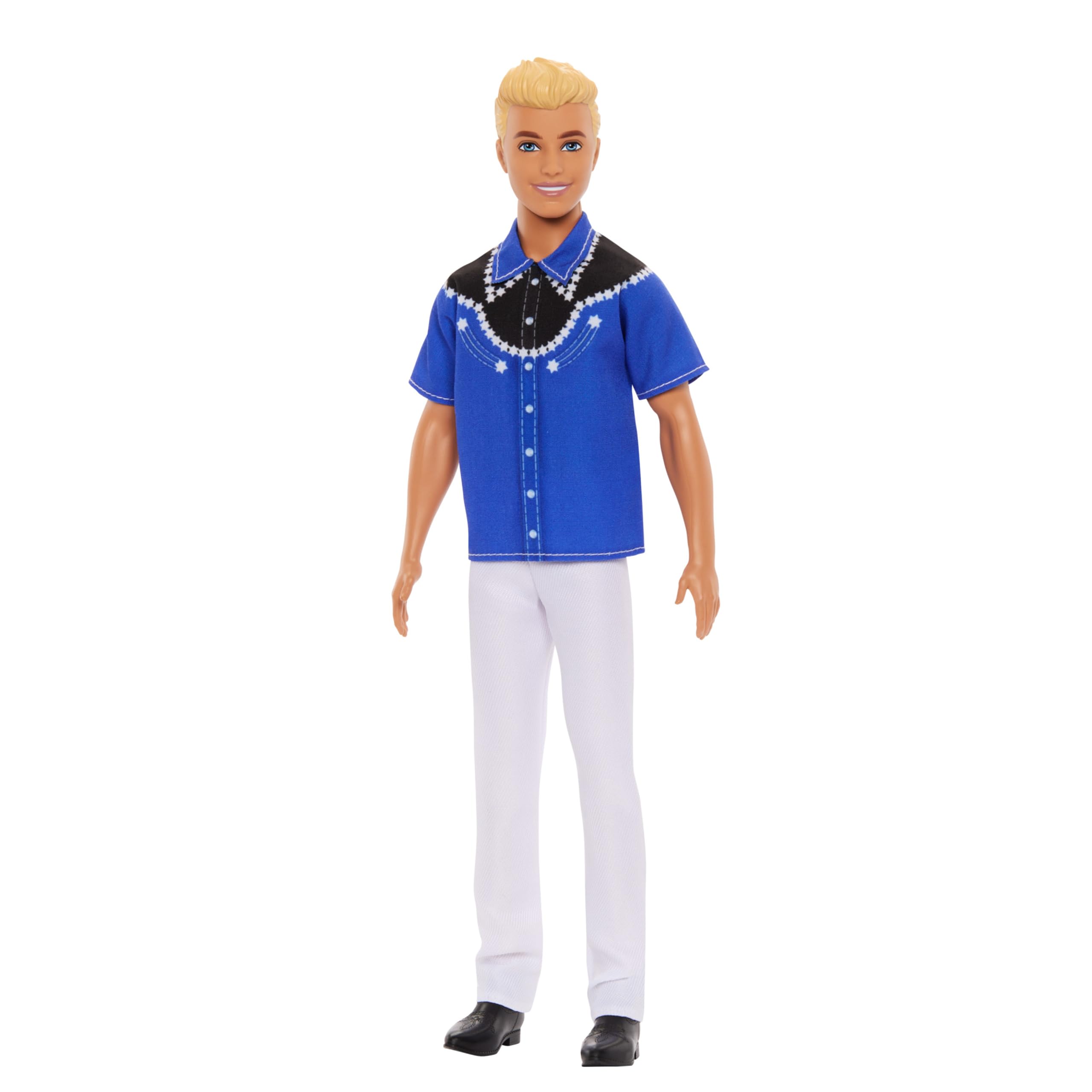 Barbie Fashionistas Ken Doll #226 Wearing a Removable Western Shirt, Pants & Boots, Blonde Fashion Doll, 65th Anniversary Collectible, HRH25