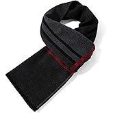 Villand Luxurious Mens Striped Merino Wool Scarf - Gift Box Wrapped Winter Soft Warm Thick Knitted Neckwear for Men