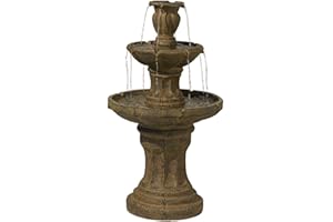 Tuscan Garden 41 1/2" High Large Traditional Italian Indoor Outdoor Decor Dark Faux Stone Floor Fountain Waterfall Tiered Standing Water Feature for Outside Patio Yard Backyard Porch - John Timberland