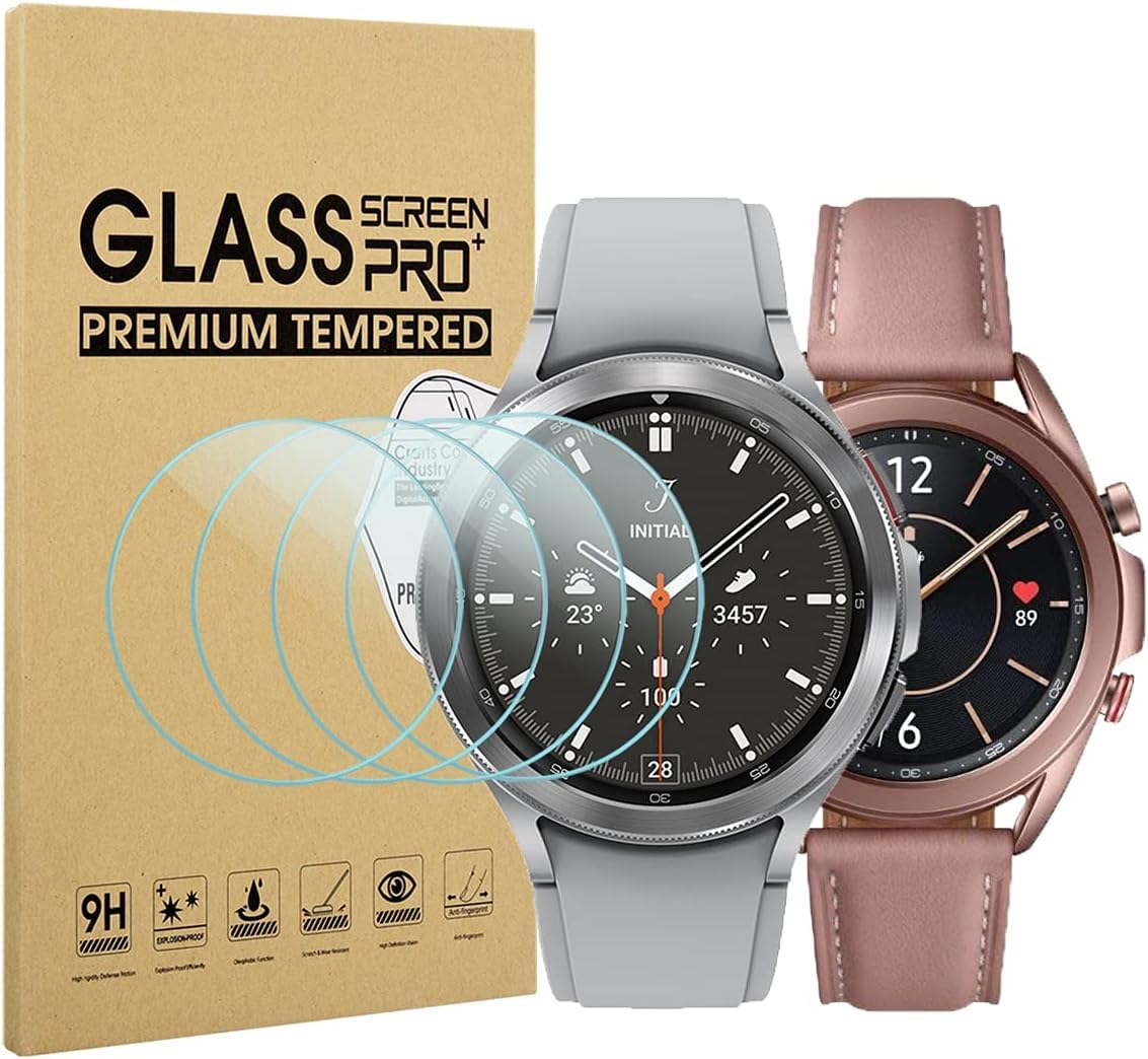 Diruite 4-Pack Screen Protector for Samsung Galaxy Watch 41mm Tempered Glass,HD Anti-Scratch Screen Protector for Samsung Galaxy Watch 41mm Screen Protection Cover