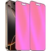 BWEDXEZ 2 Pack Anti-Blue Privacy Tempered Glass for iPhone 16 Pro/iPhone 17 Anti-Spy Screen Protector Film Electroplated Gradient Colorful 6.3 inch