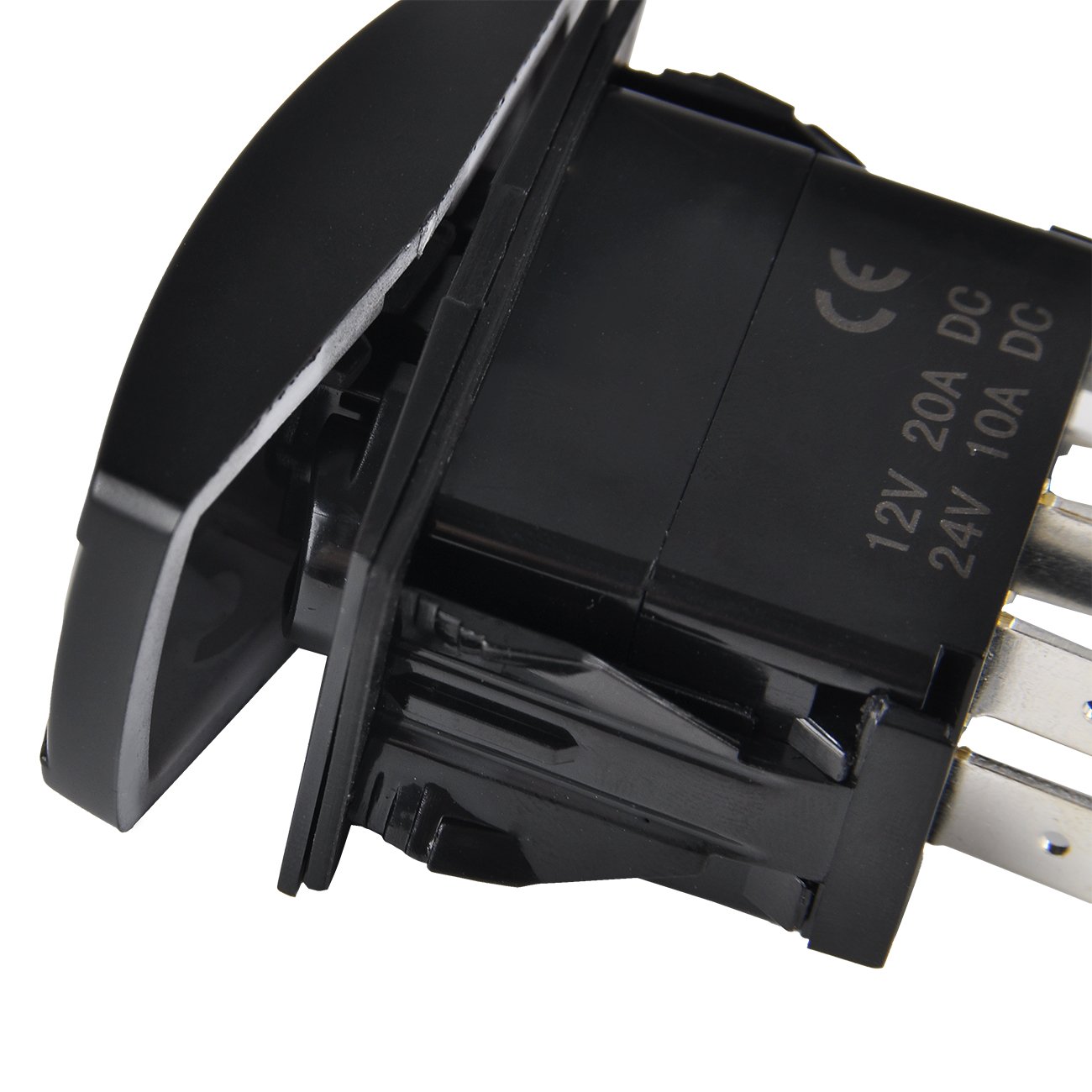 RCRunning Laser Rocker Switch with Wire Set (5 Female Terminal and 3 Male Terminal),5Pin 20A 12V On-Off LED Light Toggle Switch,for UTV Car Auto Truck Boat Marine