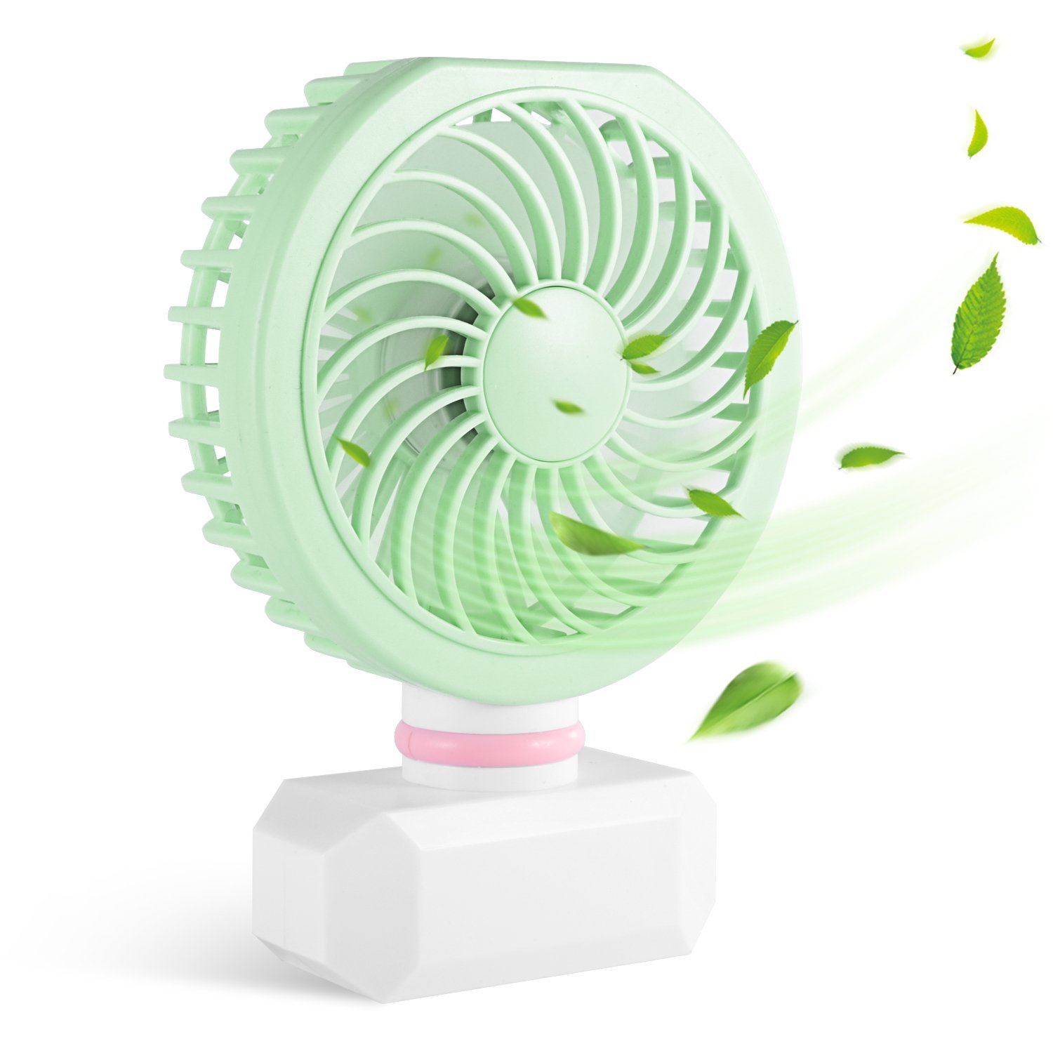 HANKCLES Mini Handheld Fan Perfume Series 3 Adjustable Speeds Setting Personal Portable Desktop Fan with USB Rechargeable (Mint Green)
