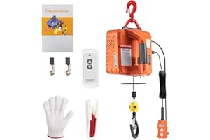 FINEERA 3 in 1 Electric Hoist Winch 1100lbs Portable Electric Winch, 1500W 110V Power Winch Crane, 25ft Lifting Height, w/Wire and Wireless Remote Control, Overload Protection for Lifting Towing