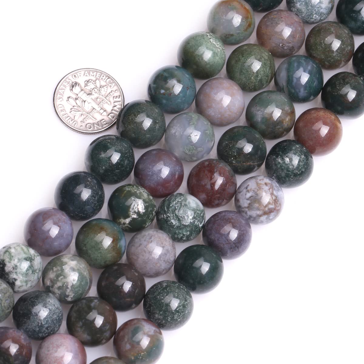 GEM-Inside 12mm Indian Agate Round Gemstone Semi Precious Loose Beads for Jewellery Making 15''