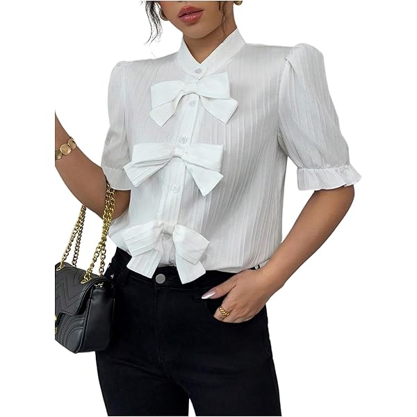 Romwe Ruffle Top STATE Long Sleeve Crew Neck Ruffle Polka-Dot