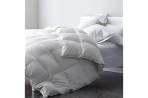 DWR Premium Feather Down Comforter Duvet Insert - 100% Skin-Friendly Cotton, Medium Weight Quilted for All Season Bedding (Full/Queen, Ivory White)
