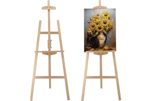 Stuelloaf Adjustable Natural Pine Wooden Painting Basic Easel, Pine Art Easel Stand Hold up to 43'', Painting Canvas for Wedding Sign and Poster, Drawing for Adults, Begginners and Students-New Type