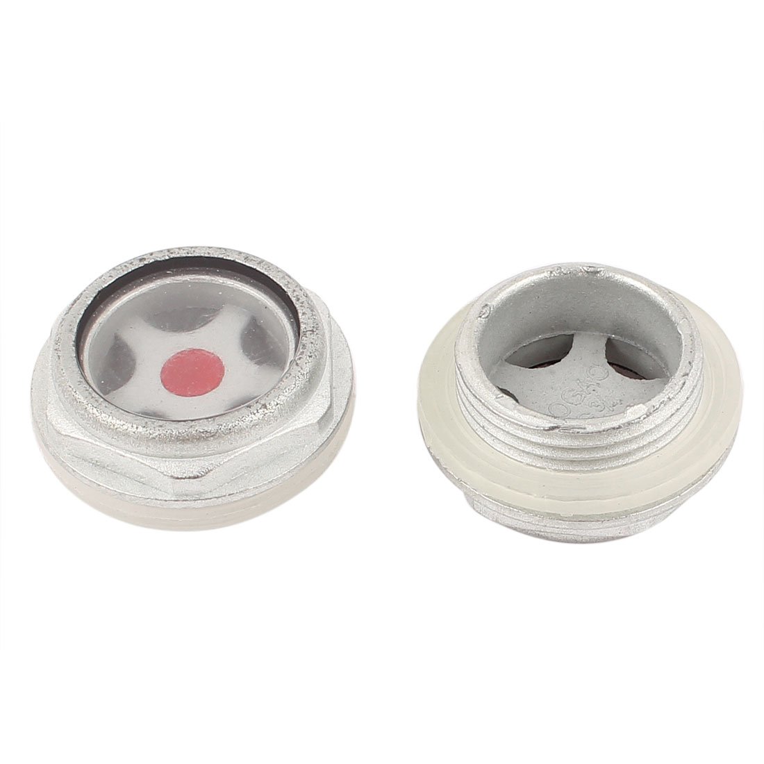 Sourcingmap Oil Liquid Level Gauge Sight Glass 24mm Male Threaded Aluminum Alloy Air Compressor Fittings with O-Ring 2Pcs