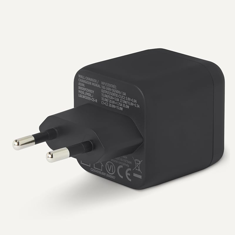 Cargador de Pared USB-C Nano GaN de Carga Rápida, 35W y 2 Puertos para Tablets y Teléfonos, Negro — foto 4 de 5