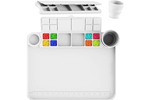 Svartur Silicone Painting Mat with Cup and Palette Removable, 17"X13" Thick Silicone Art Mat for Craft with Raised Edge for Resin DIY Making, White
