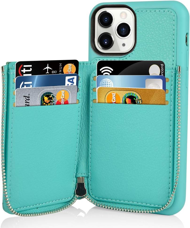 Leather Case For iPhone 11 Pro Max Zipper Wallet Case ...