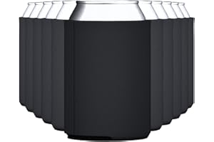 TahoeBay Blank Beer Can Cooler Sleeves Bulk Sublimation Blanks for Vinyl Plain Collapsible Foam Can Sleeves Coolers for Soda Cans and Bottles Custom Drink Holder Assorted Solid Color (Black)