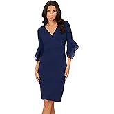 Adrianna Papell Womens Crepe Combo Midi Dress