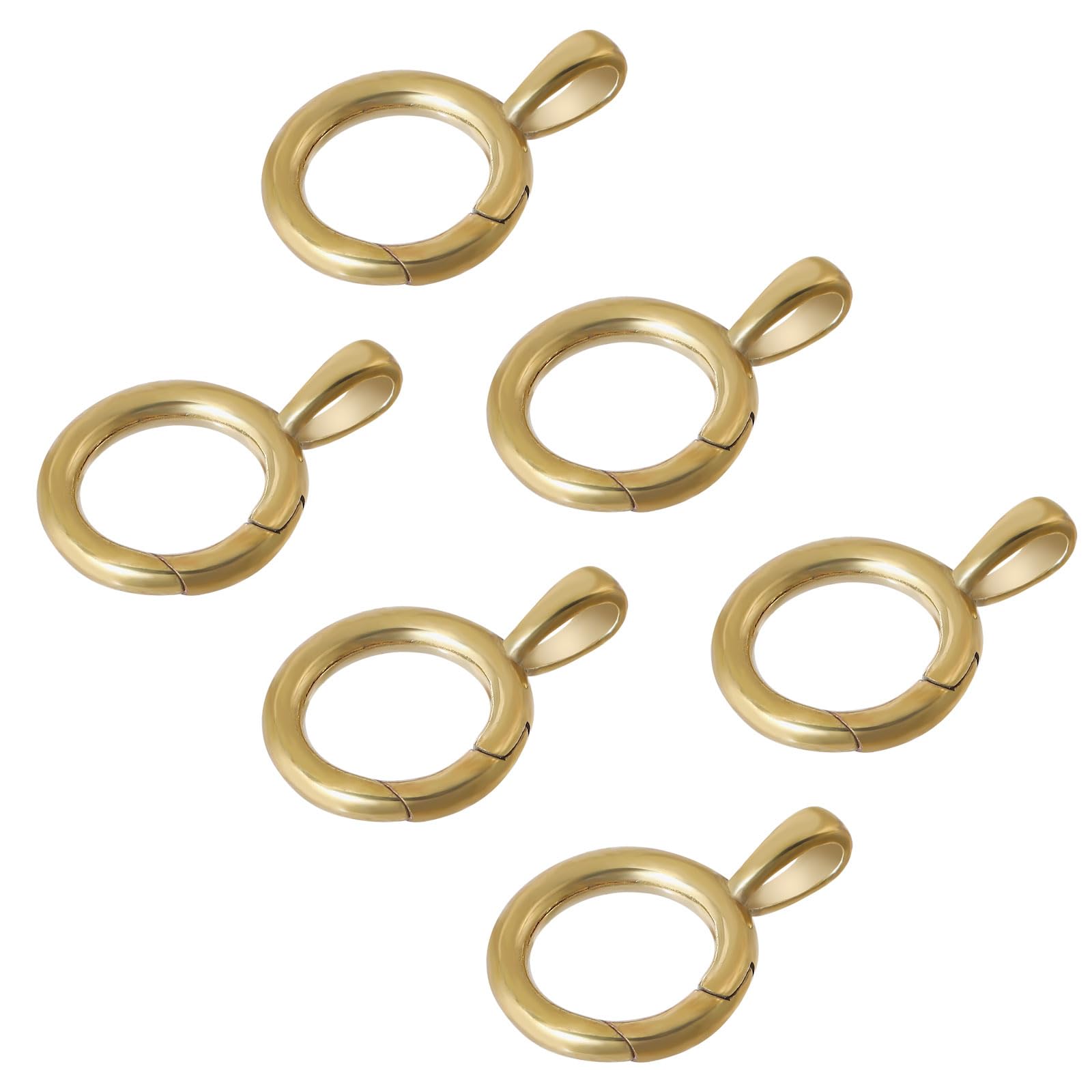 CHGCRAFT 6pcs Brass Twister Clasps Golden Charm Holder Pendant Flat Round Clasps Pendant Clasp for Necklace Jewelry Making Bracelet Clasps and Closures, Golden, 0.87x 0.55x 0.20inc