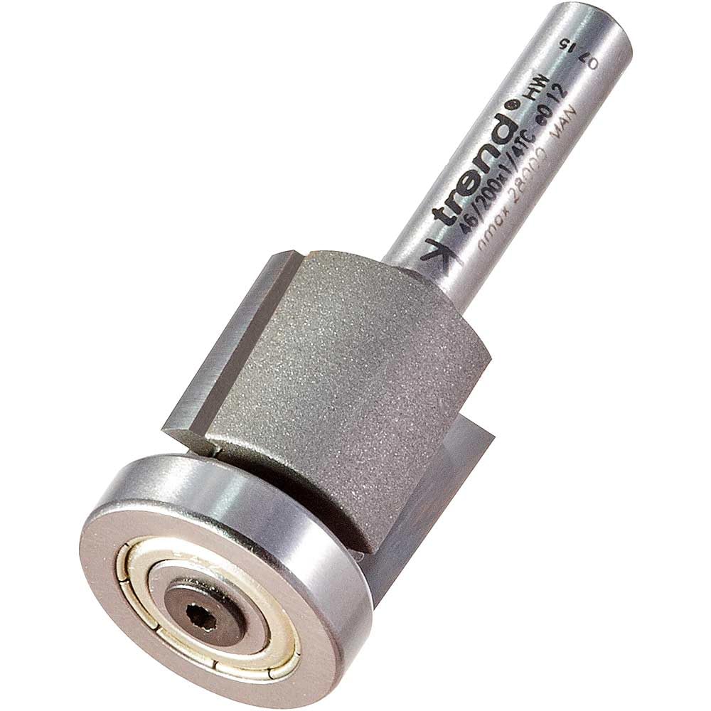 Trend Professional Low Profile Trimmer, 19.1mm Diameter, 16mm Length, 1/4 Inch Shank, Tungsten Carbide Tipped, 46/200X1/4TC