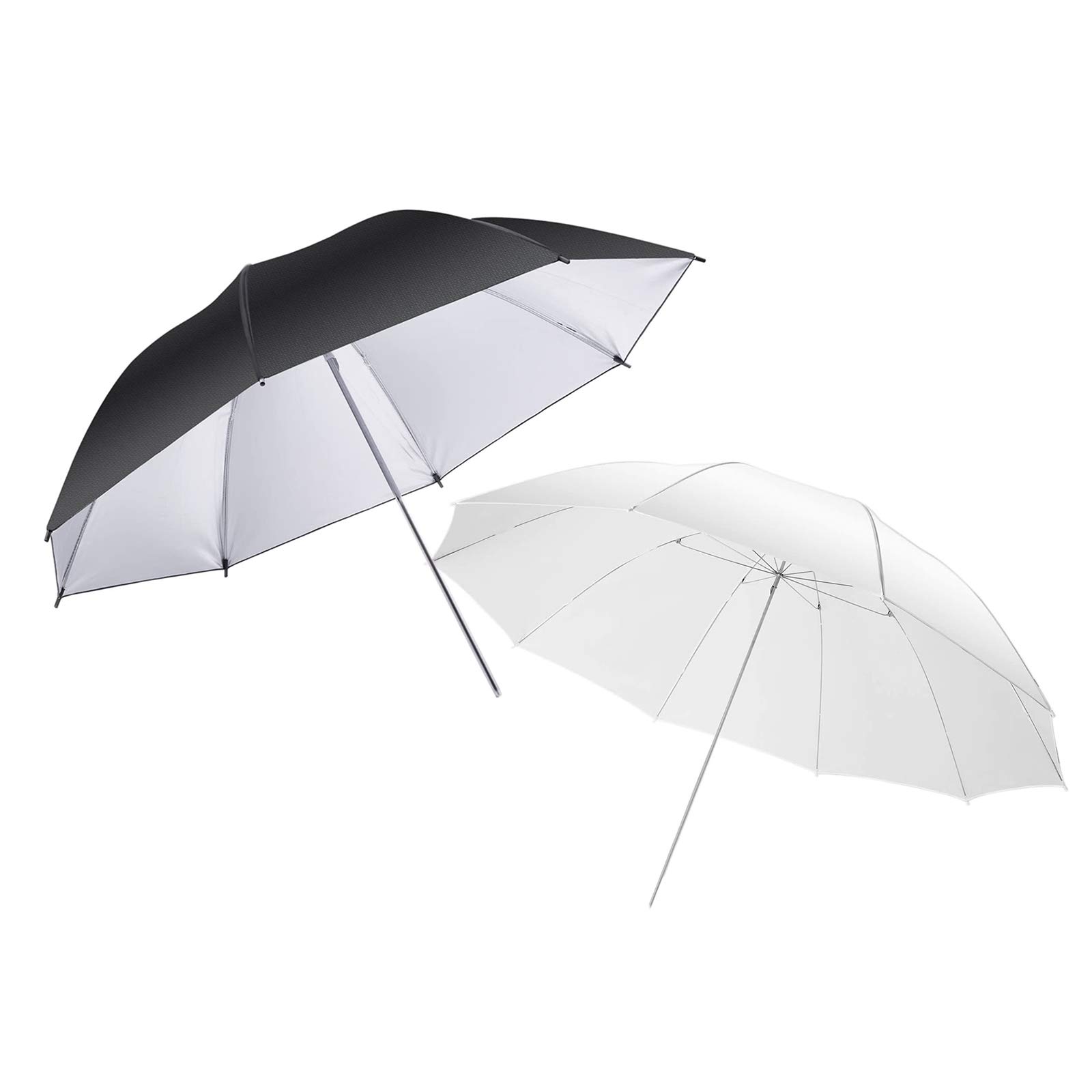 2 x 43" Photo Studio Black Silver Reflective Umbrella White Soft Umbrella for Video Lighting Photo Studio Lighting Portrait Shooting Product Photography