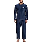 Mofiz Viscose Soft Men's Pajama Sets Sleepwear Long Sleeve Crewneck Pajama Set for Men Warm Loungewear Pjs with Pockets