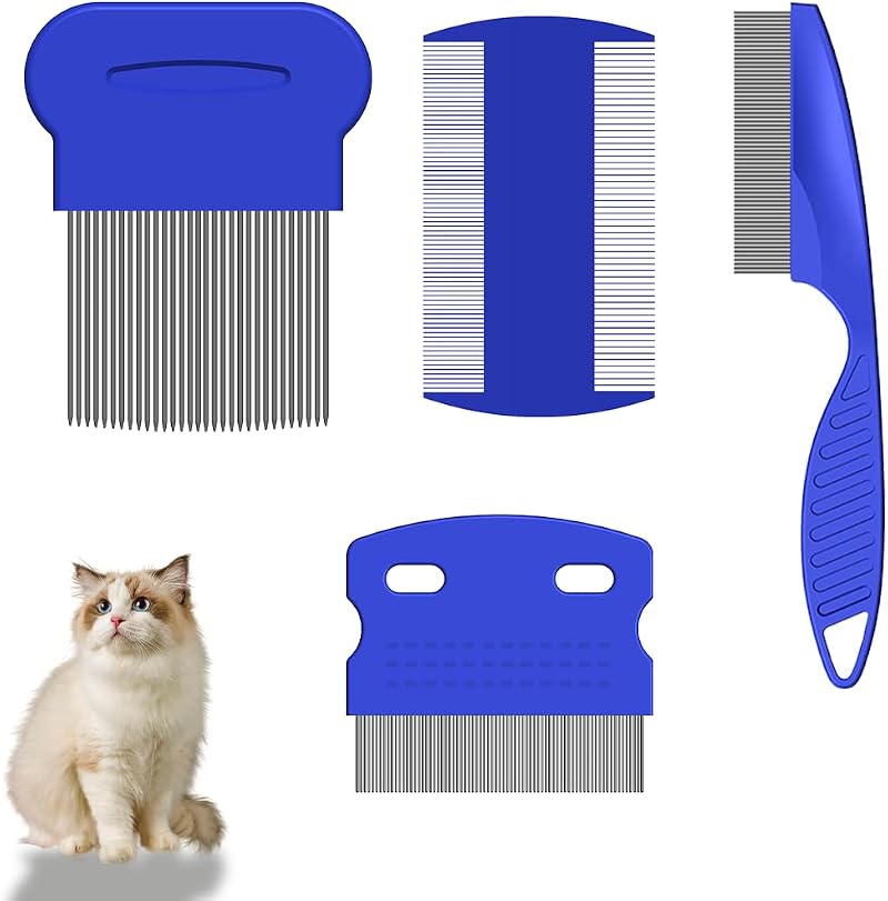 Lmyzcbzl 4-Piece Lice Comb Kit - Metal & Plastic Double Sided Combs