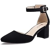 IDIFU Women
s IN2 Pedazo Dress Shoes Low Block Heels Comfortable Chunky Closed Toe Ankle Strap Wedding Pumps