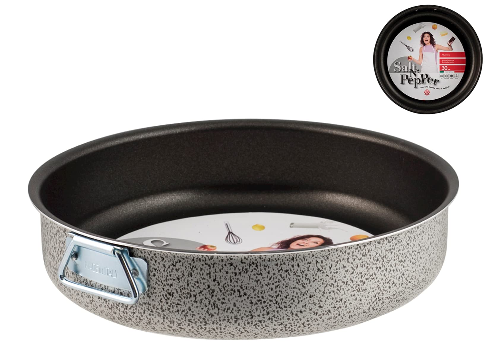 HOME Salt Peper Cake Tin with Rings Non-Stick Coating 20 cm Aluminium Black/Grey 21.5 x 21.5 x 6 cm