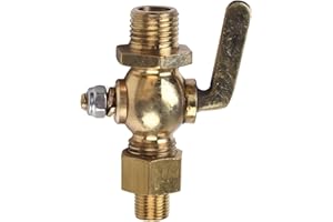 .PoorHippo Brass Fuel Petcock Valve with 1/8"–1/4" NPT Thread, Compatible with Vintage Motorcycles, Atmospheric Pressure Rate