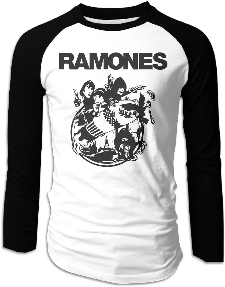 CURBABY SHIRT Ramones Punk Rock Band Men Crew Neck Raglan Baseball T Shirts Black