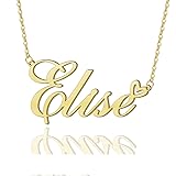 AOLO Elise Heart Name Necklace 18k Gold Plated