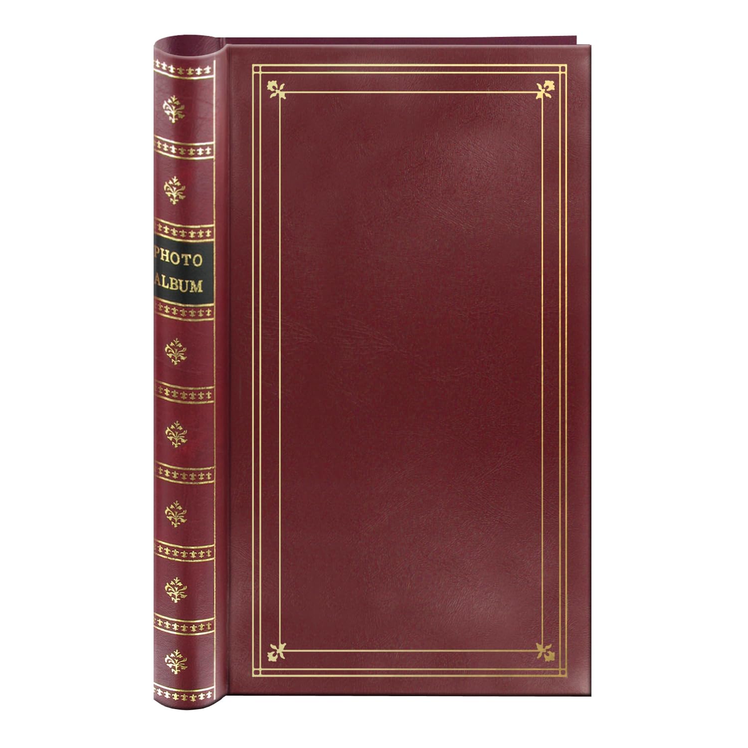 Spiral Bound Photo Album 300 Bi-Directional Memo Pockets Hold 4x6 Photos, Burgundy