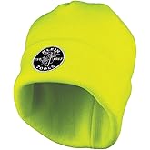 KLEIN TOOLS 60568 Heavy Knit Hat with Wide Cuff, Yellow, One Size Fits Most, Vintage Patch Logo