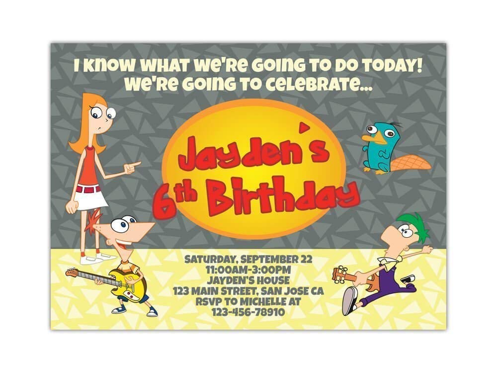 Amazon Com 10 Custom Phineas And Ferb Birthday Party Invitations