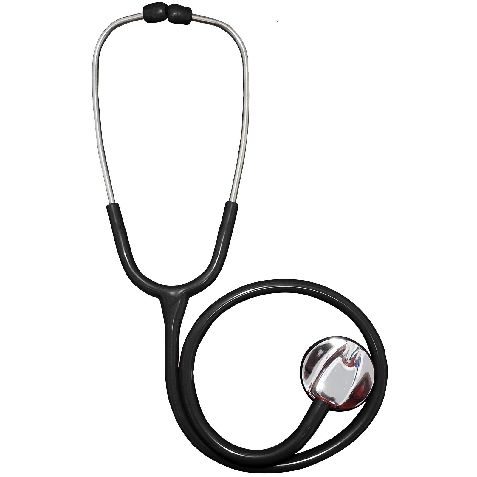 Premium Stainless Steel Cardiology EMT Single Head Doctors Nurses Stethoscope, Foam Lined Carry Case + Spares Box - Black
