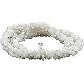 CRYSTALIS Natural Moonstone Beads Choker Necklace, Braided Rope Crystals Necklace, Chips Nuggets Beaded Crystals, Chakra & Healing Gemstone, Gift Giving Women Jewelry, 925 Sterling Silver 18 inch