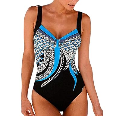 ReooLy Frauen Sommer Backless Sexy Print Bademode Beachwear Siamese Badeanzug Bikini Set