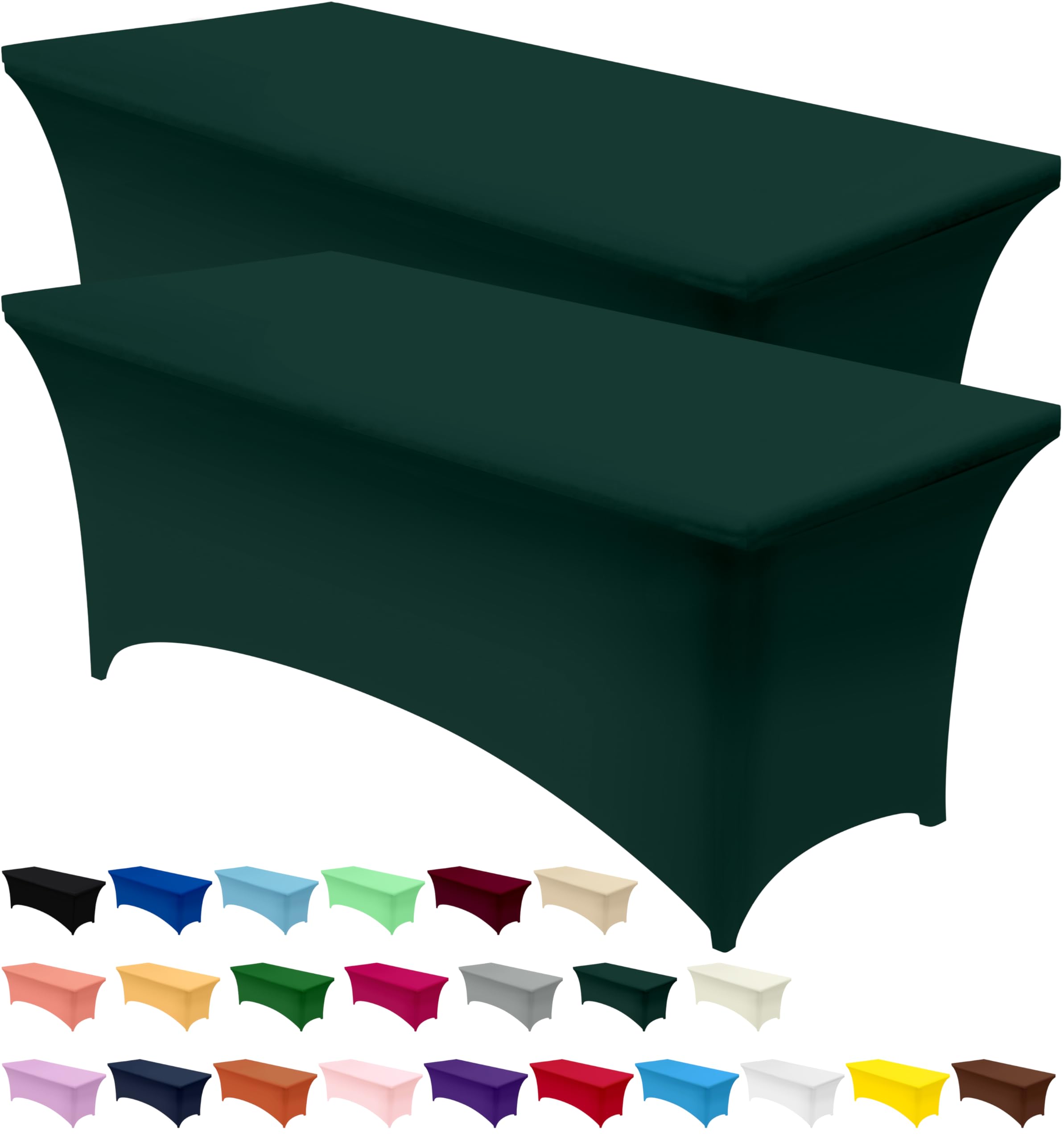 Utopia Kitchen Spandex Tablecloth 2 Pack [6FT, Hunter Green] Tight, Fitted, Washable and Wrinkle Resistant Stretch Rectangular Patio Table Cover for Event, Wedding, Banquet & Parties [183Lx76Wx76H] cm