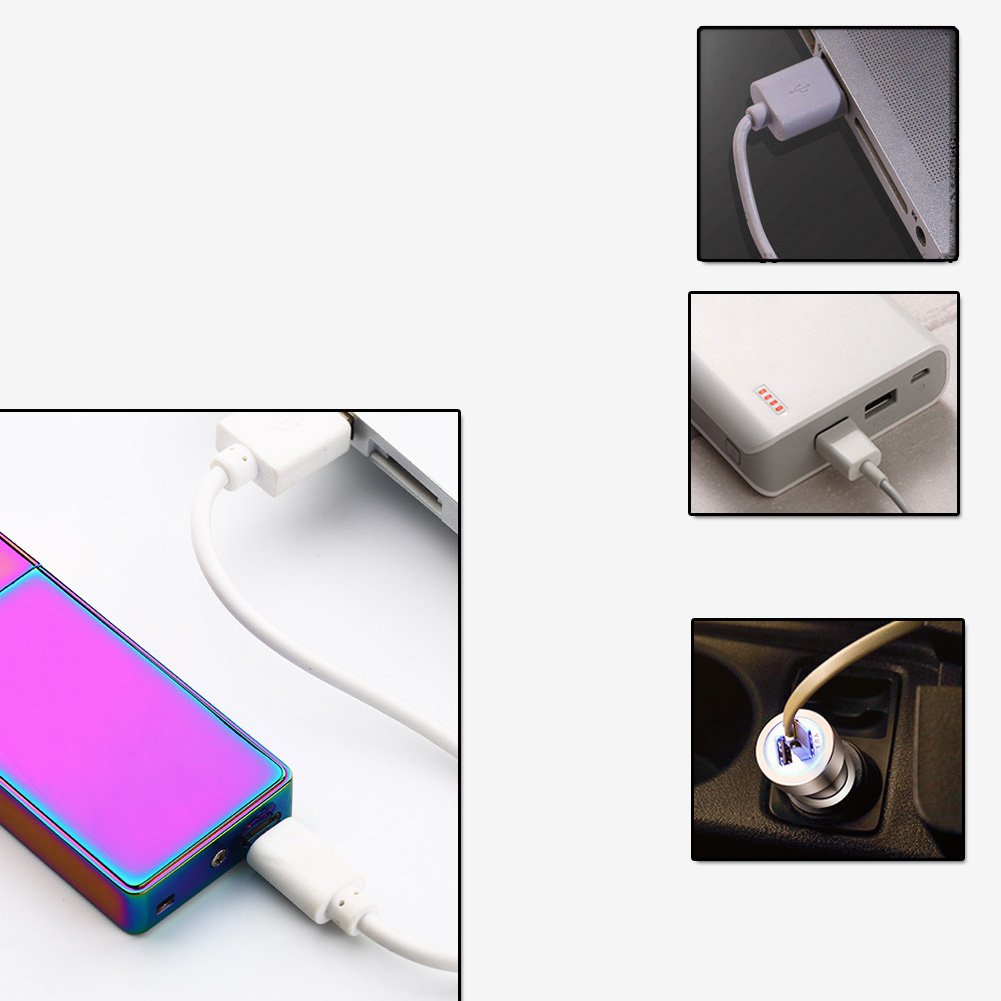 Electric Lighter,USB Lighter Gift Matal Body Double Electronic Arc Cigarette Lighter Outdaoor Windproof No Gas