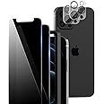 TOCOL 4 Pack Compatible for iPhone 12 Pro (Not for iPhone 12) - 2 Pack Privacy Tempered Glass Screen Protector and 2 Pack Glass Camera Lens Protector Alignment Frame Bubble Free Case Friendly - Black