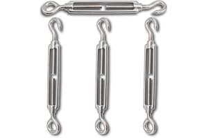 Shade Sail Hardware, Ekunbuy 304 Stainless Steel Turnbuckle Heavy Duty M5 M8 M10 Turnbuckle Hook and Eye Tent Rope Tensioner Adjustable Eye Hook Sun Shade Turnbuckle for Cables Wire 3/16 5/16 3/8