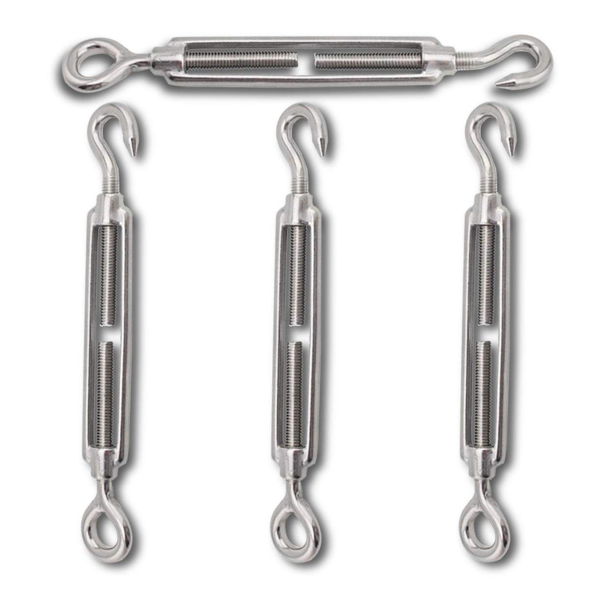 JSFZM Turnbuckles Turnbuckle Hook 5PCS Stainless Steel 304 Hook And Eye Turnbuckle Size Heavy Duty Rigging Sailing Hardware Turnbuckle Wire Rope Tension(M10 - View #11