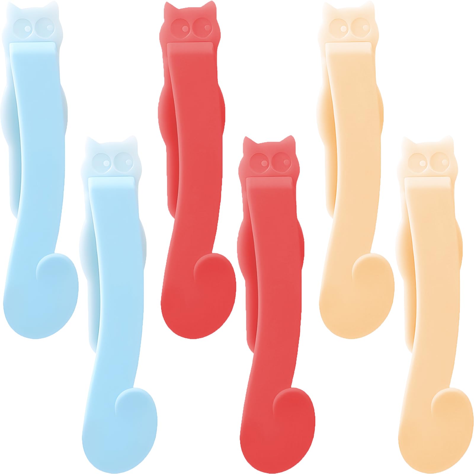 6Pcs Silicone Cat Bookmark Clip for Girls Women - Creative Duckbill Bookmark Clip for Book Lovers (Red Blue Yellow)