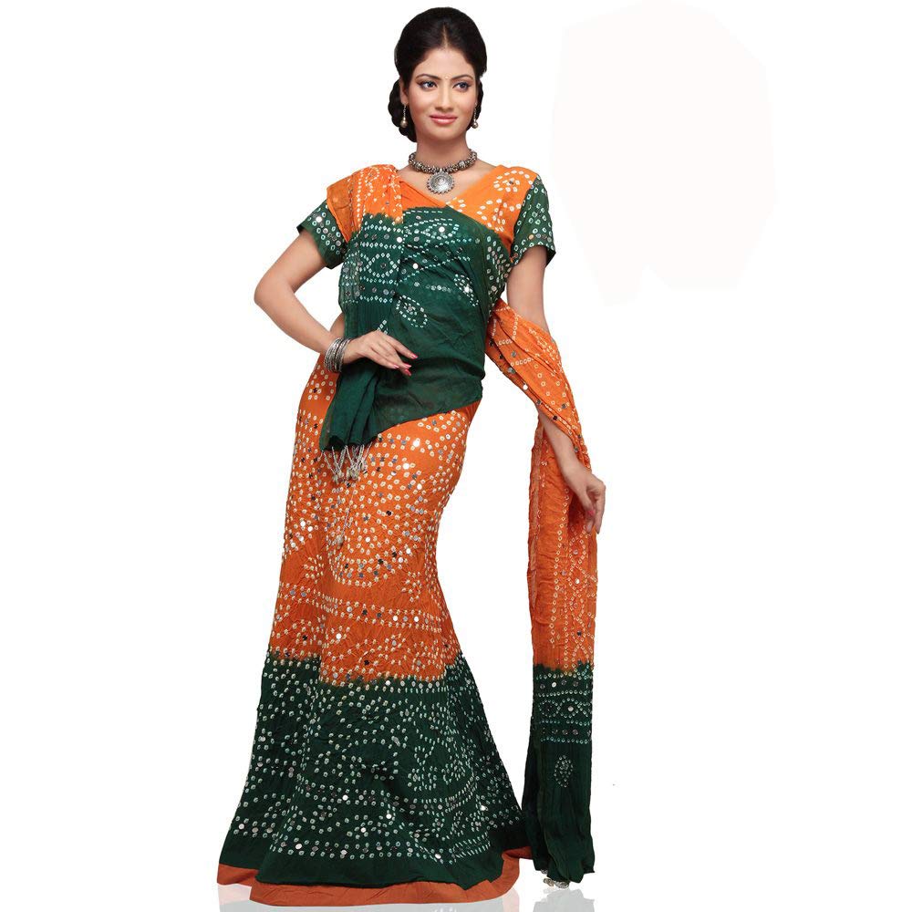 orange green chaniya choli
