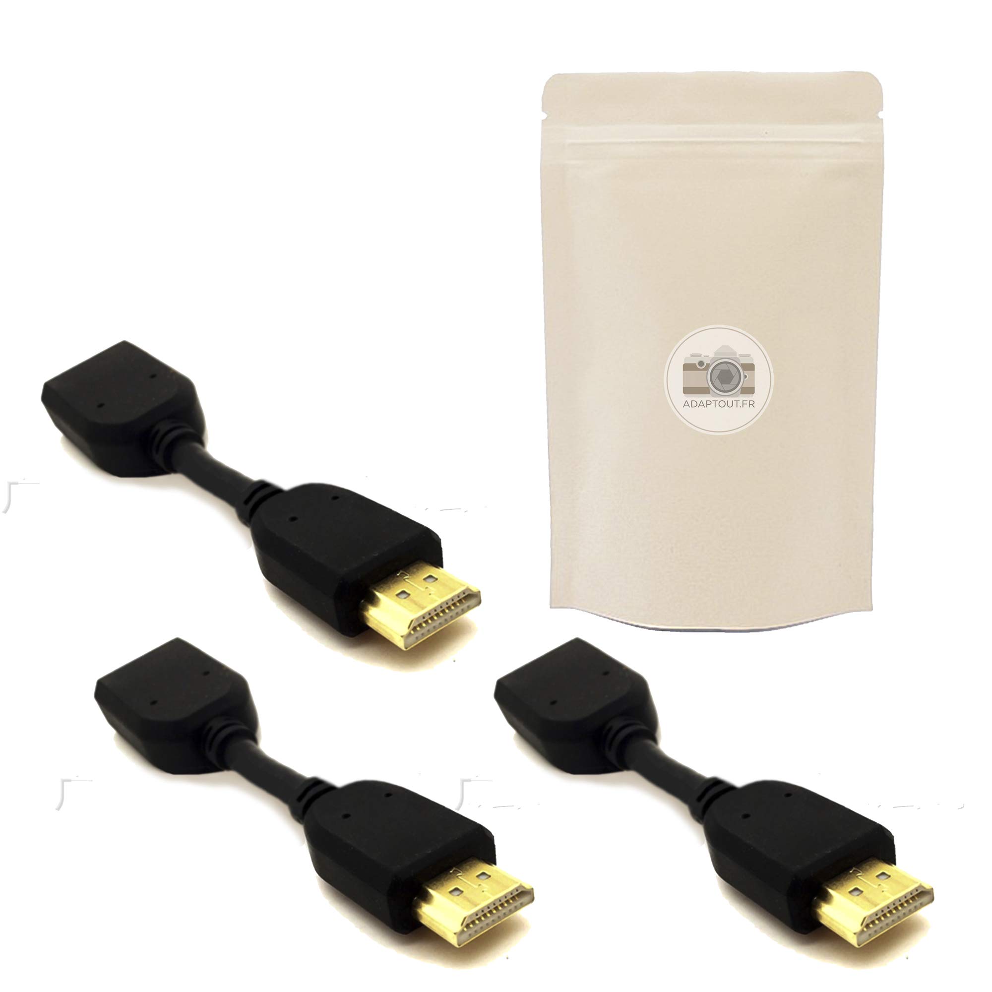 3x HDMI Flexible HDMI Male to HDMI Female Adapter Gold Plated Connector
