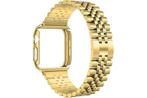 baozai Compatible Apple Watch Bands 46mm 45mm 44mm 42mm 41mm 40mm 38mm, Stainless Steel Band with Screen Protector Case for Apple Watch Series 10/9/8/7/6/5/4/3/2/1/SE