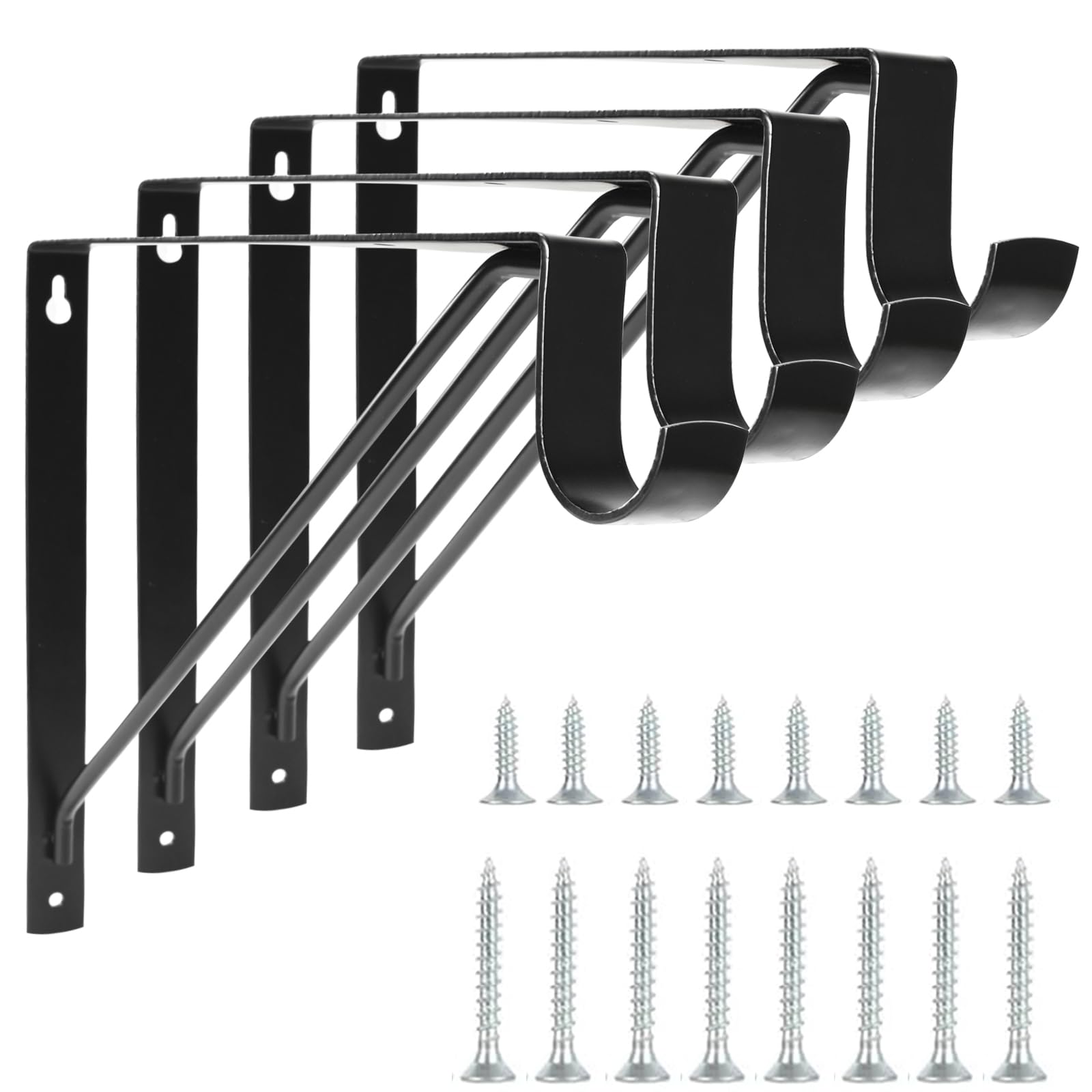 Photo 1 of KOVOSCH 4 Pack Heavy Duty Closet Shelf & Rod Brackets, Wall Mounted Closet Shelf Brackets, 11 x 10.2 Inch Closet Shelf Brackets with Rod Support, Black