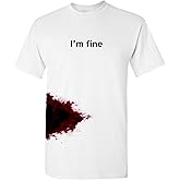 Im Fine Zombie Slash Halloween Costume T Shirt Funny Scary Horror Movie Graphic Tee Novelty Bloody Zombie Youth T Shirt YM White