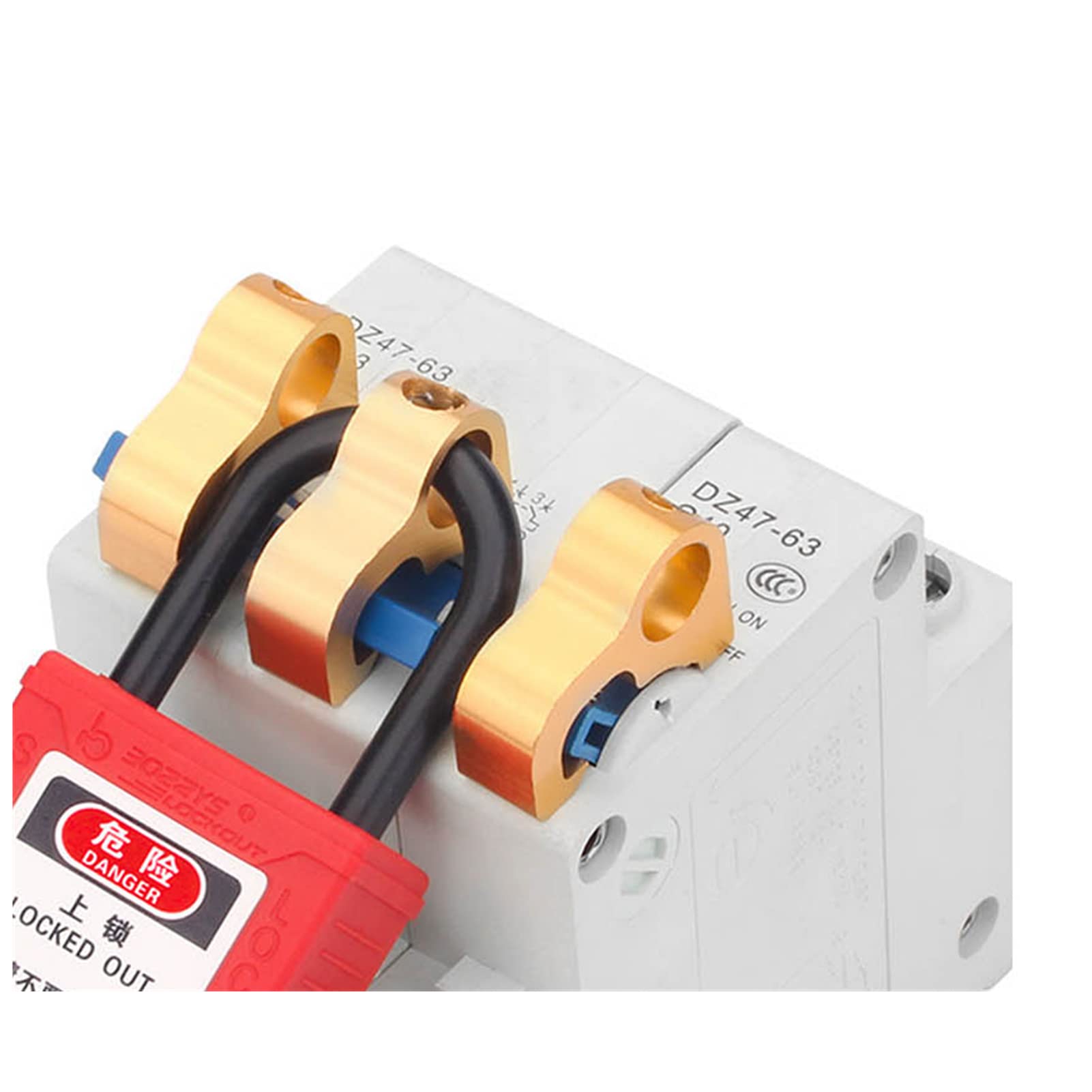 Lockout Tagout Kit, 2 Keys Stainless Steel Red Padlocks Circuit Breaker Lockout Device Breaker Lockout, Clamp on Single Pole Breaker, Loto Locks for Gate Valves, Prevents Misuse