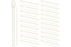 SINJEUN 20 Pack 8 Hole Soprano Recorders, Plastic Descant Flute German Style Recorder Instrument with Cleaning Rod for Beginners, Back to School Gift, White